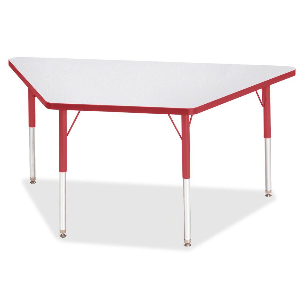 Jonti-Craft Berries Adult Height Gray Laminate Trapezoid Table - Gray Trapezoid, Laminated Top - Four Leg Base - 4 Legs - Adjustable Height - 24" to 31" Adjustment - 60" Table Top Length x 30" Table T. Picture 2