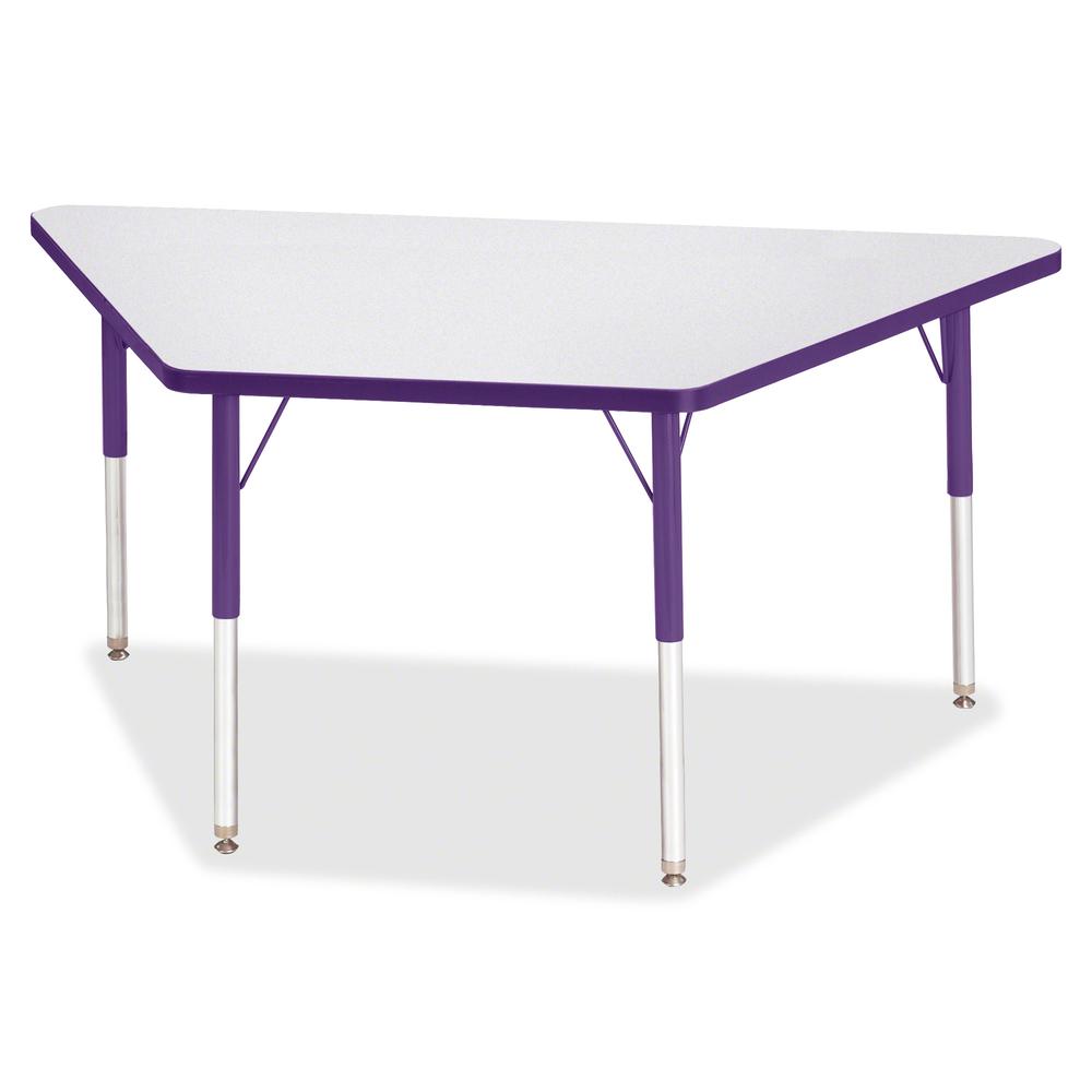 Jonti-Craft Berries Adult-Size Gray Laminate Trapezoid Table - Laminated Trapezoid, Purple Top - Four Leg Base - 4 Legs - Adjustable Height - 24" to 31" Adjustment - 60" Table Top Length x 30" Table T. Picture 2