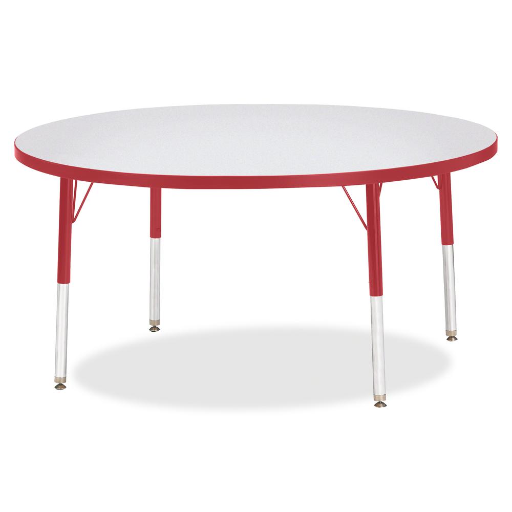Jonti-Craft Berries Elementary Height Color Edge Round Table - Red Round Top - Four Leg Base - 4 Legs - Adjustable Height - 15" to 24" Adjustment x 1.13" Table Top Thickness x 48" Table Top Diameter -. Picture 2
