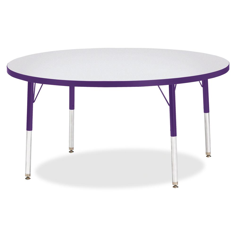 Jonti-Craft Berries Elementary Height Color Edge Round Table - Purple Round Top - Four Leg Base - 4 Legs - Adjustable Height - 15" to 24" Adjustment x 1.13" Table Top Thickness x 48" Table Top Diamete. Picture 2
