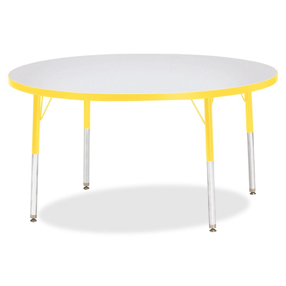 Jonti-Craft Berries Adult Height Color Edge Round Table - Laminated Round, Yellow Top - Four Leg Base - 4 Legs - Adjustable Height - 24" to 31" Adjustment x 1.13" Table Top Thickness x 48" Table Top D. Picture 3