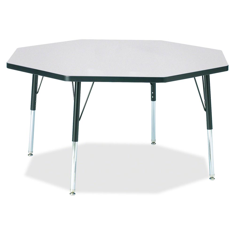 Jonti-Craft Berries Elementary Height Color Edge Octagon Table - Black Octagonal, Laminated Top - Four Leg Base - 4 Legs - Adjustable Height - 15" to 24" Adjustment x 1.13" Table Top Thickness x 48" T. Picture 3
