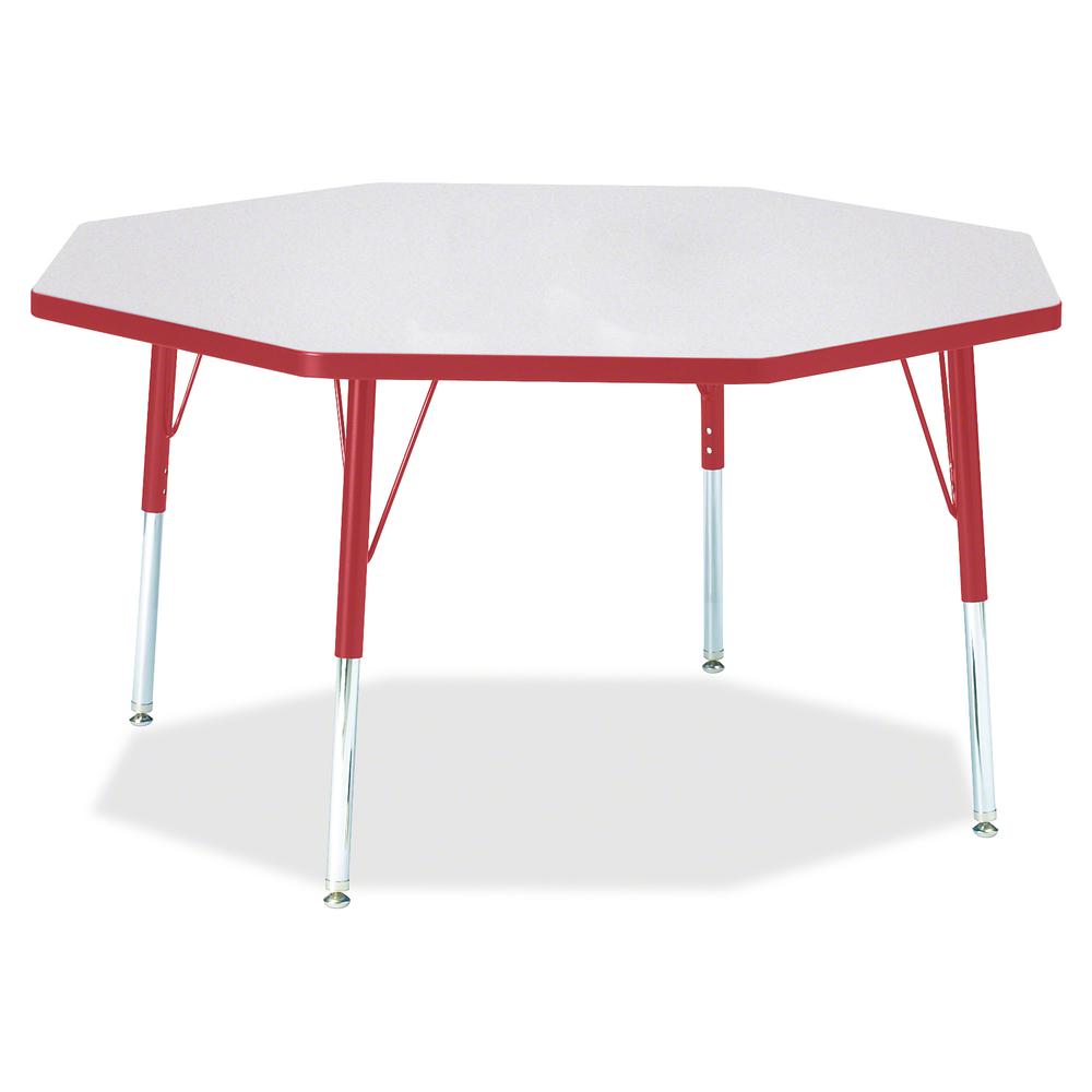 Jonti-Craft Berries Elementary Height Color Edge Octagon Table - Laminated Octagonal, Red Top - Four Leg Base - 4 Legs - Adjustable Height - 15" to 24" Adjustment x 1.13" Table Top Thickness x 48" Tab. Picture 2