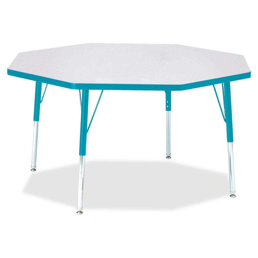 Jonti-Craft Berries Elementary Height Color Edge Octagon Table - Laminated Octagonal, Teal Top - Four Leg Base - 4 Legs - Adjustable Height - 15" to 24" Adjustment x 1.13" Table Top Thickness x 48" Ta. Picture 3