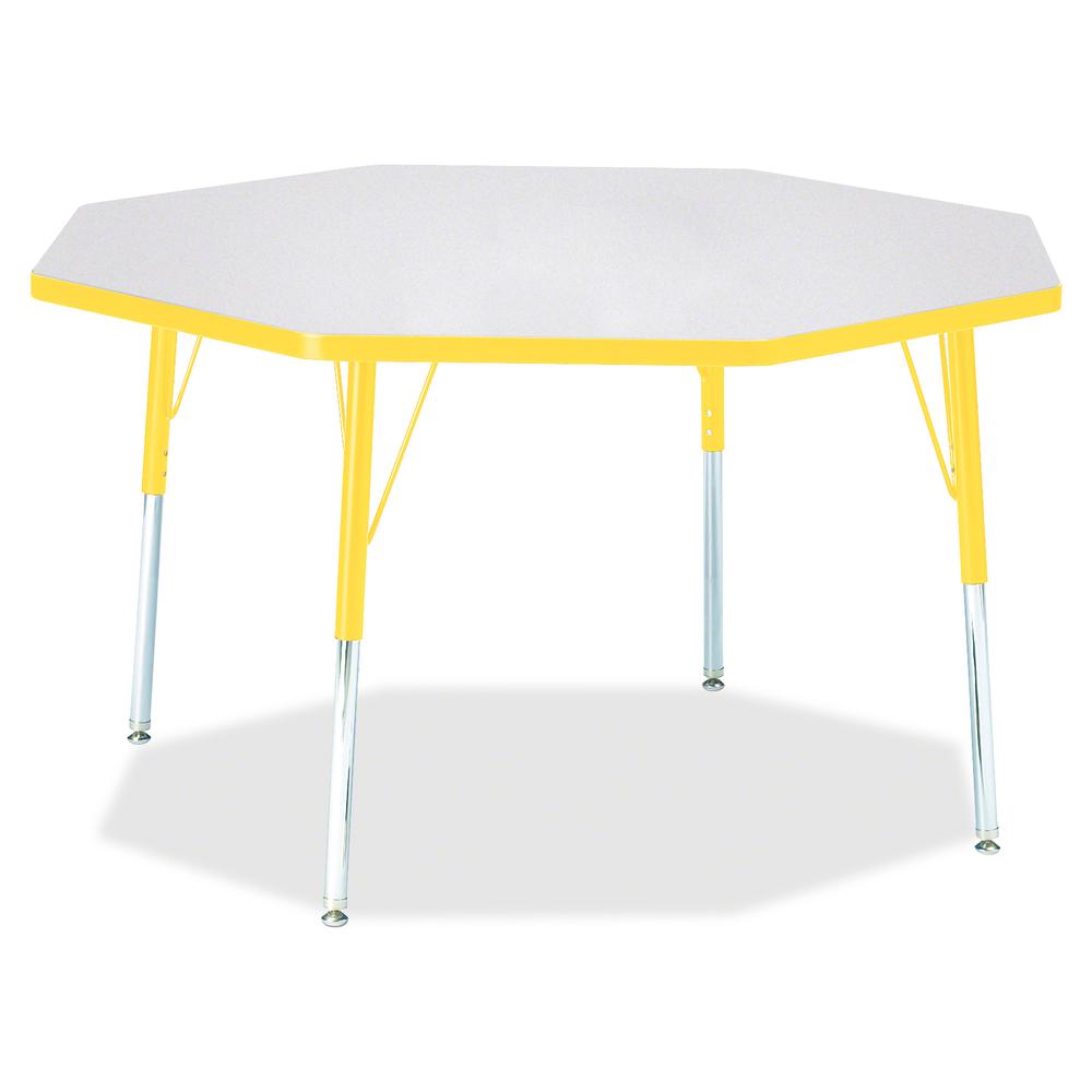 Jonti-Craft Berries Adult Height Color Edge Octagon Table - Gray Octagonal, Laminated Top - Four Leg Base - 4 Legs - Adjustable Height - 24" to 31" Adjustment x 1.13" Table Top Thickness x 48" Table T. Picture 3