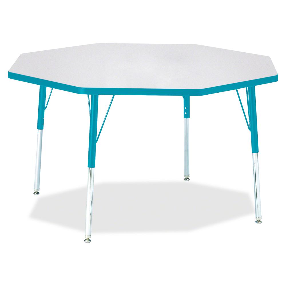 Jonti-Craft Berries Adult Height Color Edge Octagon Table - Laminated Octagonal, Teal Top - Four Leg Base - 4 Legs - Adjustable Height - 24" to 31" Adjustment x 1.13" Table Top Thickness x 48" Table T. Picture 3