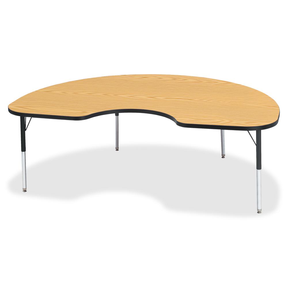 Jonti-Craft Berries Elementary Height Color Top Kidney Table - Black Oak Kidney-shaped, Laminated Top - Four Leg Base - 4 Legs - Adjustable Height - 15" to 24" Adjustment - 72" Table Top Length x 48" . Picture 2