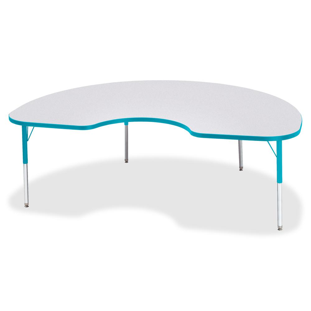 Jonti-Craft Berries Elementary Height Color Edge Kidney Table - Laminated Kidney-shaped, Teal Top - Four Leg Base - 4 Legs - Adjustable Height - 15" to 24" Adjustment - 72" Table Top Length x 48" Tabl. Picture 3