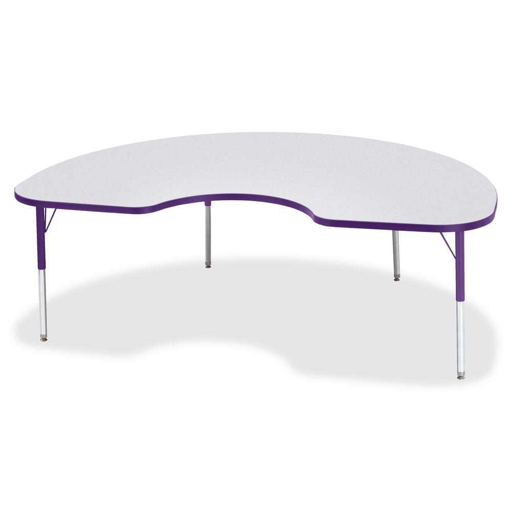 Jonti-Craft Berries Elementary Height Color Edge Kidney Table - Laminated Kidney-shaped, Purple Top - Four Leg Base - 4 Legs - Adjustable Height - 15" to 24" Adjustment - 72" Table Top Length x 48" Ta. Picture 3