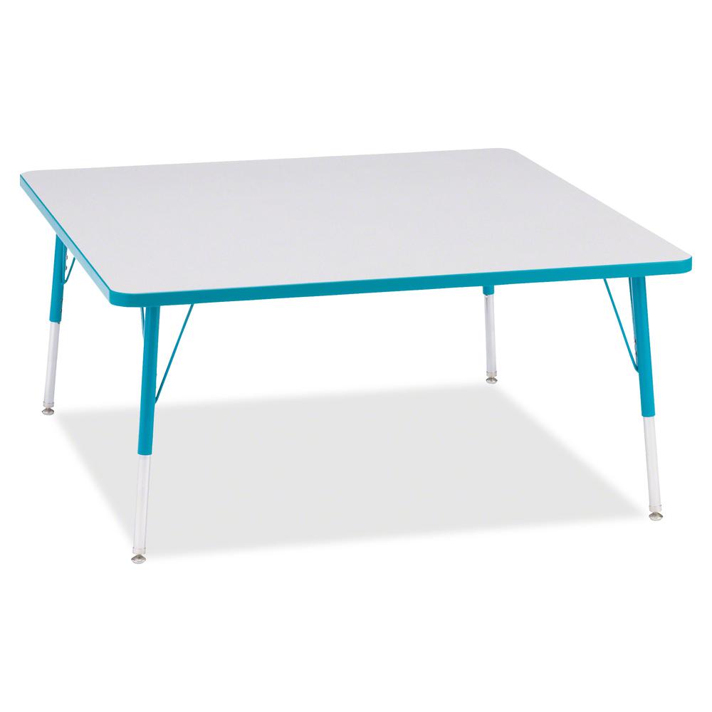 Jonti-Craft Berries Adult Height Prism Color Edge Square Table - Laminated Square, Teal Top - Four Leg Base - 4 Legs - Adjustable Height - 24" to 31" Adjustment - 48" Table Top Length x 48" Table Top . Picture 2