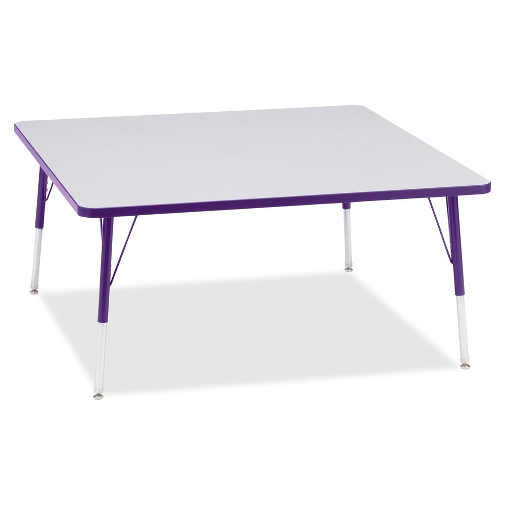 Jonti-Craft Berries Adult Height Prism Color Edge Square Table - Gray Square, Laminated Top - Four Leg Base - 4 Legs - Adjustable Height - 24" to 31" Adjustment - 48" Table Top Length x 48" Table Top . Picture 3