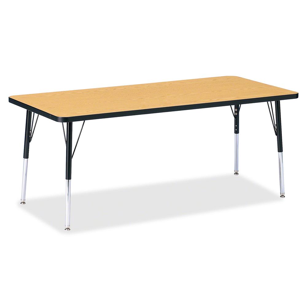 Jonti-Craft Berries Elementary Height Color Top Rectangle Table - Black Oak Rectangle, Laminated Top - Four Leg Base - 4 Legs - Adjustable Height - 15" to 24" Adjustment - 72" Table Top Length x 30" T. Picture 2
