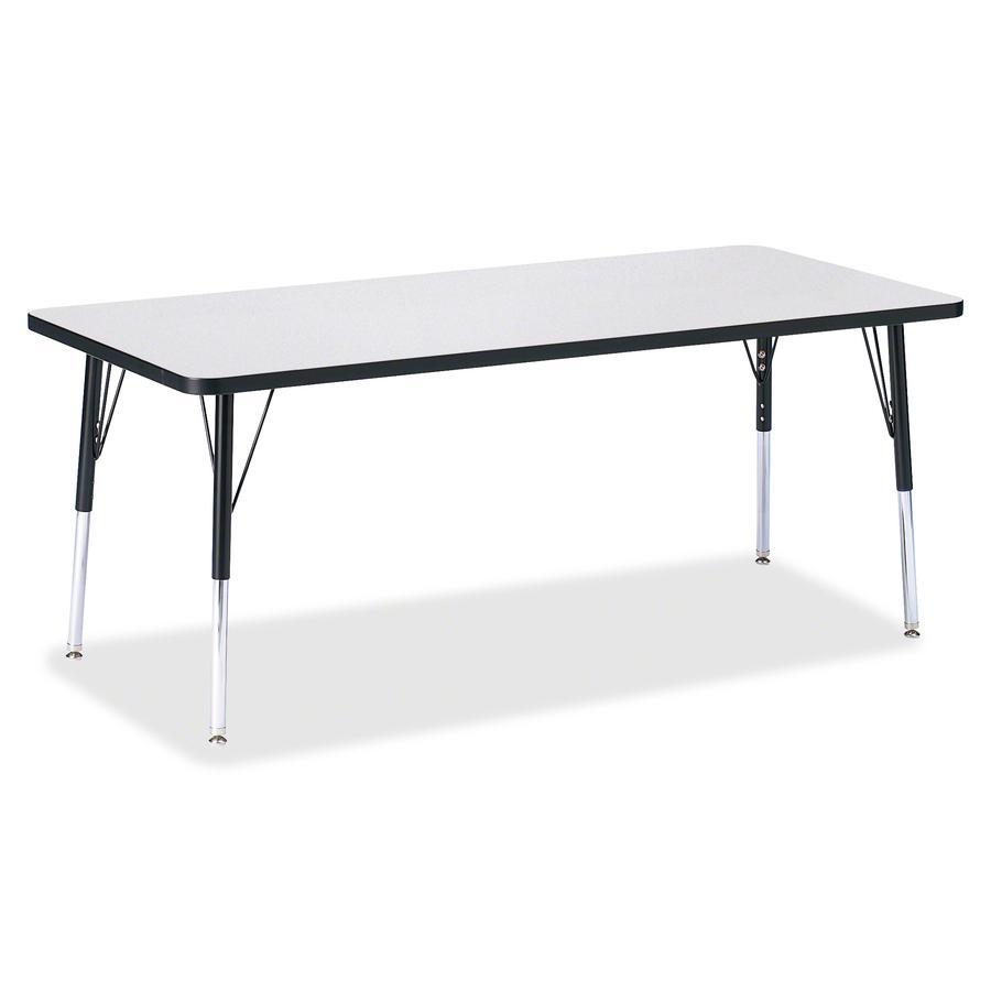 Jonti-Craft Berries Elementary Height Color Edge Rectangle Table - Black Rectangle, Laminated Top - Four Leg Base - 4 Legs - Adjustable Height - 15" to 24" Adjustment - 72" Table Top Length x 30" Tabl. Picture 2