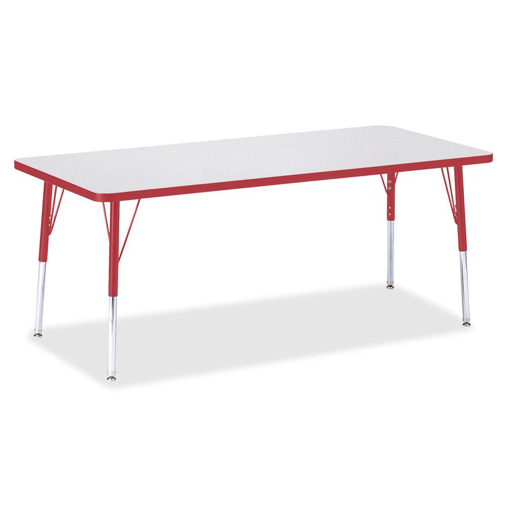 Jonti-Craft Berries Elementary Height Color Edge Rectangle Table - Gray Rectangle, Laminated Top - Four Leg Base - 4 Legs - Adjustable Height - 15" to 24" Adjustment - 72" Table Top Length x 30" Table. Picture 4