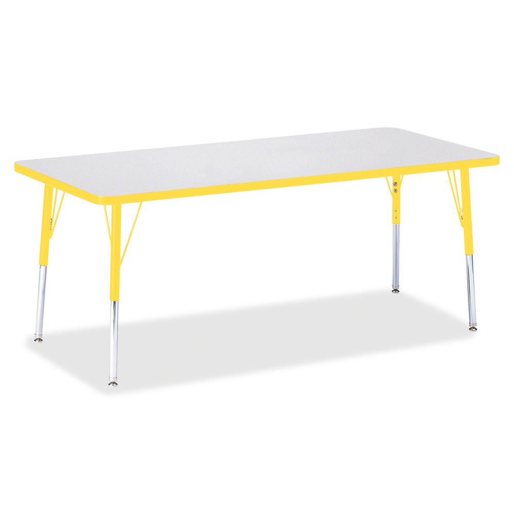 Jonti-Craft Berries Elementary Height Color Edge Rectangle Table - Gray Rectangle Top - Four Leg Base - 4 Legs - Adjustable Height - 15" to 24" Adjustment - 72" Table Top Length x 30" Table Top Width . Picture 2
