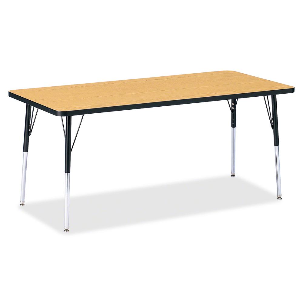 Jonti-Craft Berries Adult Height Color Top Rectangle Table - Black Oak Rectangle, Laminated Top - Four Leg Base - 4 Legs - Adjustable Height - 24" to 31" Adjustment - 72" Table Top Length x 30" Table . Picture 2