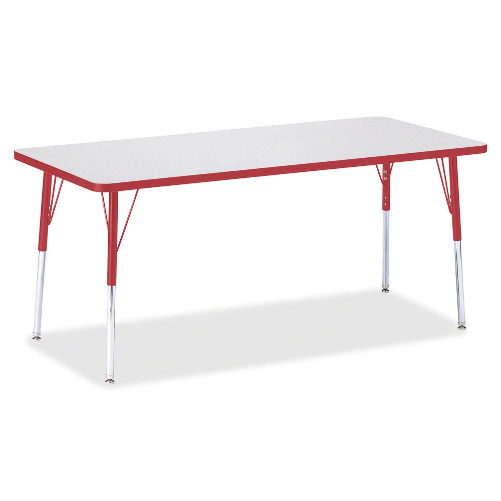 Jonti-Craft Berries Adult Height Color Edge Rectangle Table - Laminated Rectangle, Red Top - Four Leg Base - 4 Legs - Adjustable Height - 24" to 31" Adjustment - 72" Table Top Length x 30" Table Top W. Picture 2