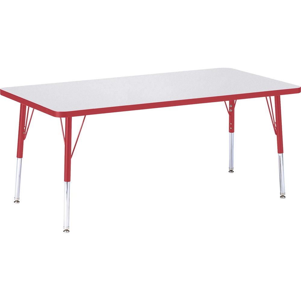 Jonti-Craft Berries Elementary Height Color Edge Rectangular Table - Gray Rectangle, Laminated Top - Four Leg Base - 4 Legs - Adjustable Height - 15" to 24" Adjustment - 60" Table Top Length x 30" Tab. Picture 3