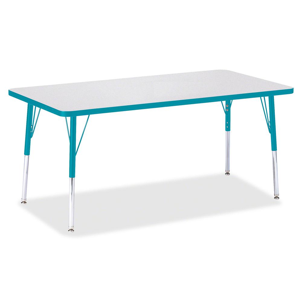Jonti-Craft Berries Adult Height Color Edge Rectangle Table - Laminated Rectangle, Teal Top - Four Leg Base - 4 Legs - Adjustable Height - 24" to 31" Adjustment - 60" Table Top Length x 30" Table Top . Picture 3