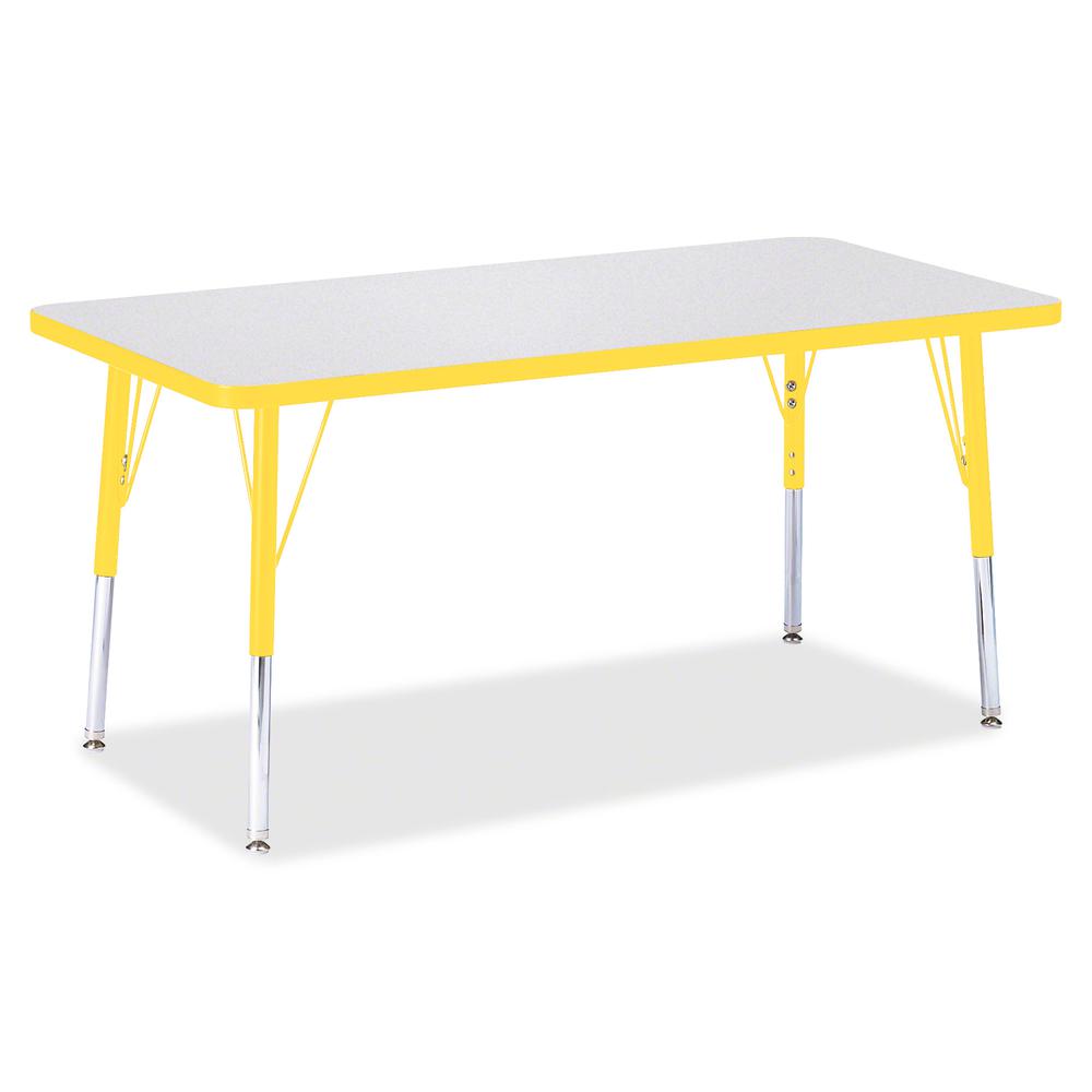 Jonti-Craft Berries Elementary Height Color Edge Rectangle Table - Gray Rectangle Top - Four Leg Base - 4 Legs - Adjustable Height - 15" to 24" Adjustment - 48" Table Top Length x 24" Table Top Width . Picture 2