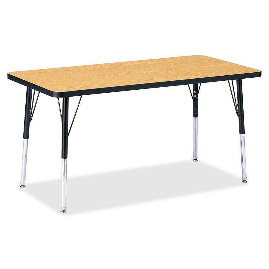 Jonti-Craft Berries Adult Height Color Top Rectangle Table - Black Oak Rectangle, Laminated Top - Four Leg Base - 4 Legs - Adjustable Height - 24" to 31" Adjustment - 48" Table Top Length x 24" Table . Picture 3