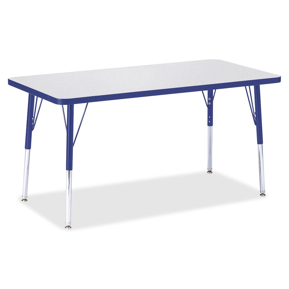 Jonti-Craft Berries Adult Height Color Edge Rectangle Table - Gray Rectangle, Laminated Top - Four Leg Base - 4 Legs - Adjustable Height - 24" to 31" Adjustment - 48" Table Top Length x 24" Table Top . Picture 4