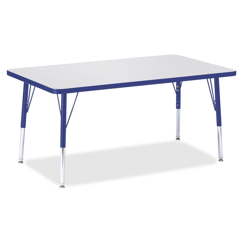 Jonti-Craft Berries Elementary Height Gray Top Rectangular Table - Gray Rectangle, Laminated Top - Four Leg Base - 4 Legs - Adjustable Height - 15" to 24" Adjustment - 48" Table Top Length x 30" Table. Picture 3