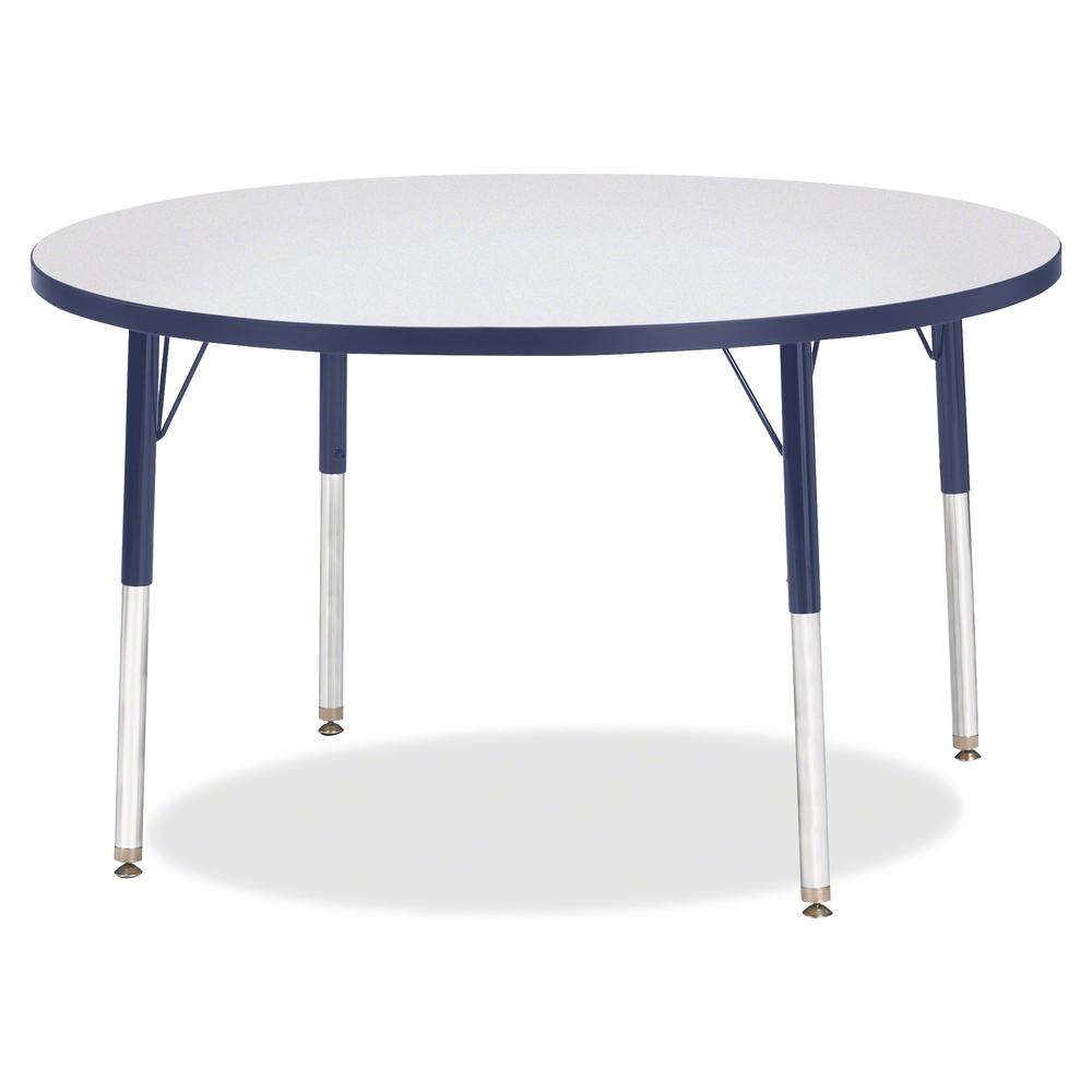Jonti-Craft Berries Elementary Height Color Edge Round Table - Gray Round Top - Four Leg Base - 4 Legs - Adjustable Height - 24" to 31" Adjustment x 1.13" Table Top Thickness x 42" Table Top Diameter . Picture 3