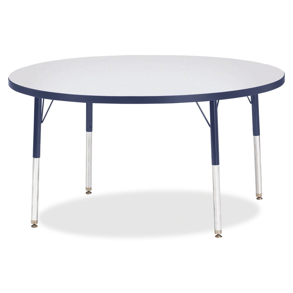 Jonti-Craft Berries Adult Height Color Edge Round Table - Laminated Round, Navy Top - Four Leg Base - 4 Legs - Adjustable Height - 24" to 31" Adjustment x 1.13" Table Top Thickness x 48" Table Top Dia. Picture 2