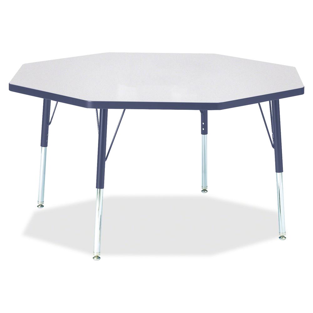 Jonti-Craft Berries Elementary Height Color Edge Octagon Table - Gray Octagonal, Laminated Top - Four Leg Base - 4 Legs - Adjustable Height - 15" to 24" Adjustment x 1.13" Table Top Thickness x 48" Ta. Picture 3