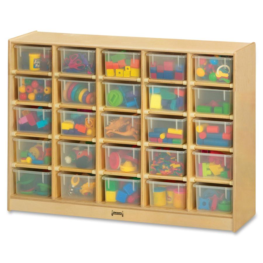 Jonti-Craft Rainbow Accents 25 Cubbie-trays Mobile Storage Unit - 35.5" Height x 48" Width x 15" Depth - Durable - Baltic - Acrylic, Rubber - 1 Each. Picture 3