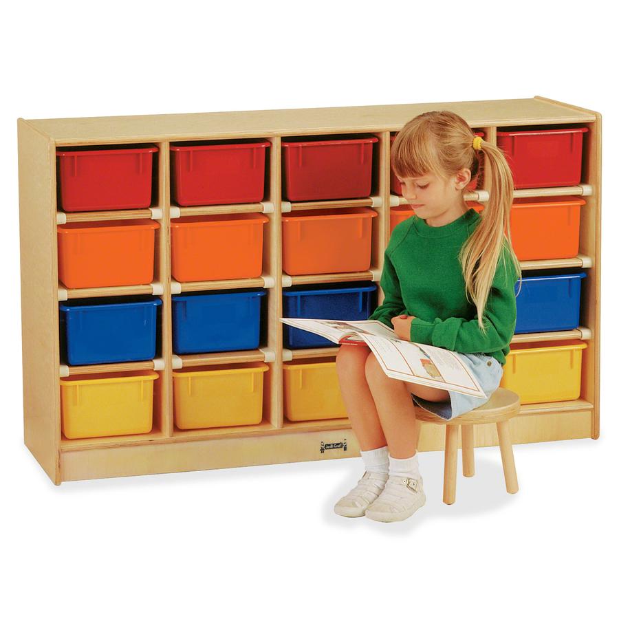 Jonti-Craft Rainbow Accents 20 Cubbie-tray Mobile Storage Unit - 29.5" Height x 48" Width x 15" Depth - Durable - Baltic - Acrylic, Rubber - 1 Each. Picture 4