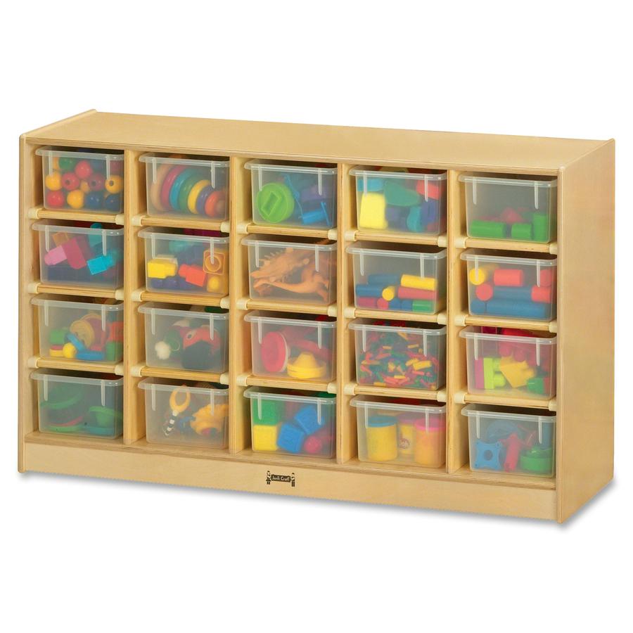 Jonti-Craft Rainbow Accents 20 Cubbie-tray Mobile Storage Unit - 29.5" Height x 48" Width x 15" Depth - Durable - Baltic - Acrylic, Rubber - 1 Each. Picture 5