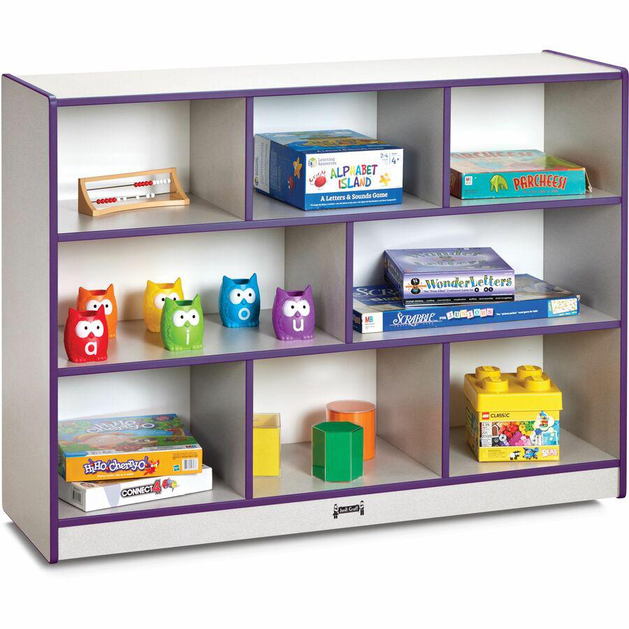 Jonti-Craft Rainbow Accents Super-size Mobile Storage - 35.5" Height x 48" Width x 15" Depth - Durable, Laminated - Purple - Hard Rubber - 1 Each. Picture 10
