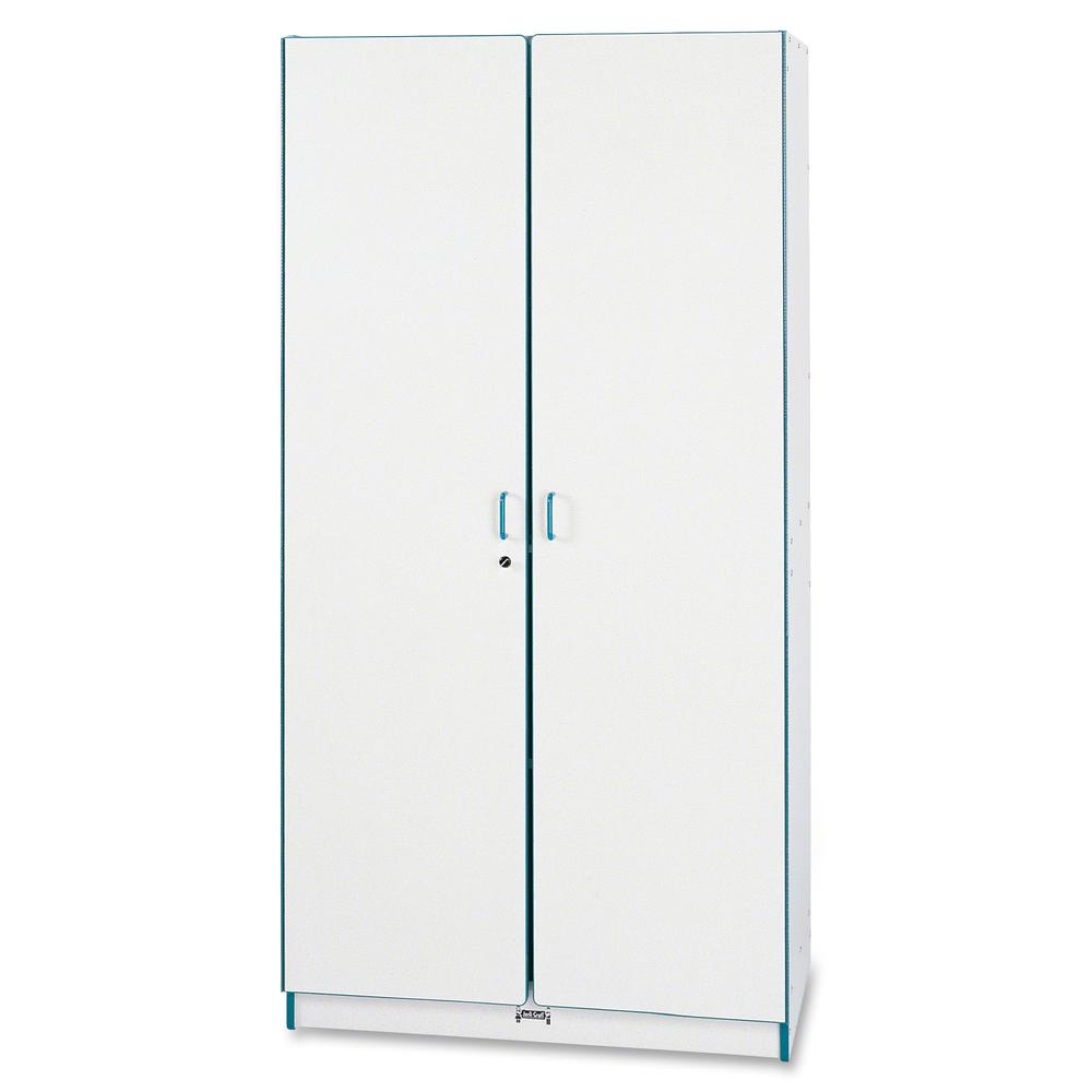 Jonti-Craft Rainbow Accents Classroom Closet Deluxe - 36" x 24" x 72" - 3 x Shelf(ves) - Hinged Door(s) - Locking Door, Key Lock, Adjustable Shelf, Hinged Door, Kick Plate, Chip Resistant, Rounded Edg. Picture 3