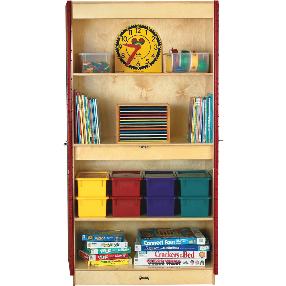 Jonti-Craft Deluxe Classroom Closet - 36" x 24" x 72" - Lockable, Adjustable Shelf, Kick Plate, Non-yellowing, Stain Resistant, Sturdy, Key Lock - Wood Grain - Baltic Birch Plywood. Picture 2