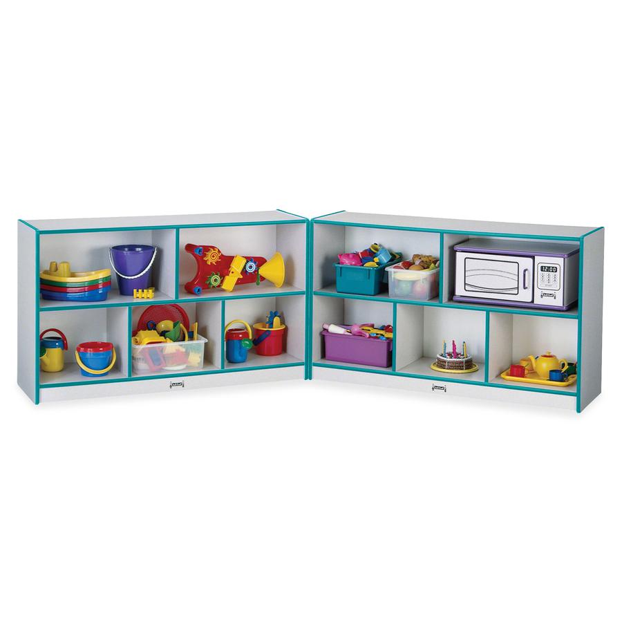 Jonti-Craft Rainbow Accents Fold-n-Lock Storage Shelf - 29.5" Height x 96" Width x 15" Depth - Lockable, Foldable - Teal - Hard Rubber - 1 Each. Picture 2