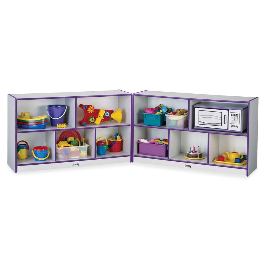 Jonti-Craft Rainbow Accents Fold-n-Lock Storage Shelf - 29.5" Height x 96" Width x 15" Depth - Lockable, Foldable - Purple - Hard Rubber - 1 Each. Picture 3