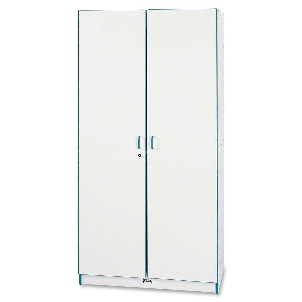 Jonti-Craft Rainbow Accents Classroom Closet Deluxe - 36" x 24" x 72" - 3 x Shelf(ves) - Hinged Door(s) - Locking Door, Key Lock, Adjustable Shelf, Hinged Door, Kick Plate, Chip Resistant, Rounded Edg. Picture 4