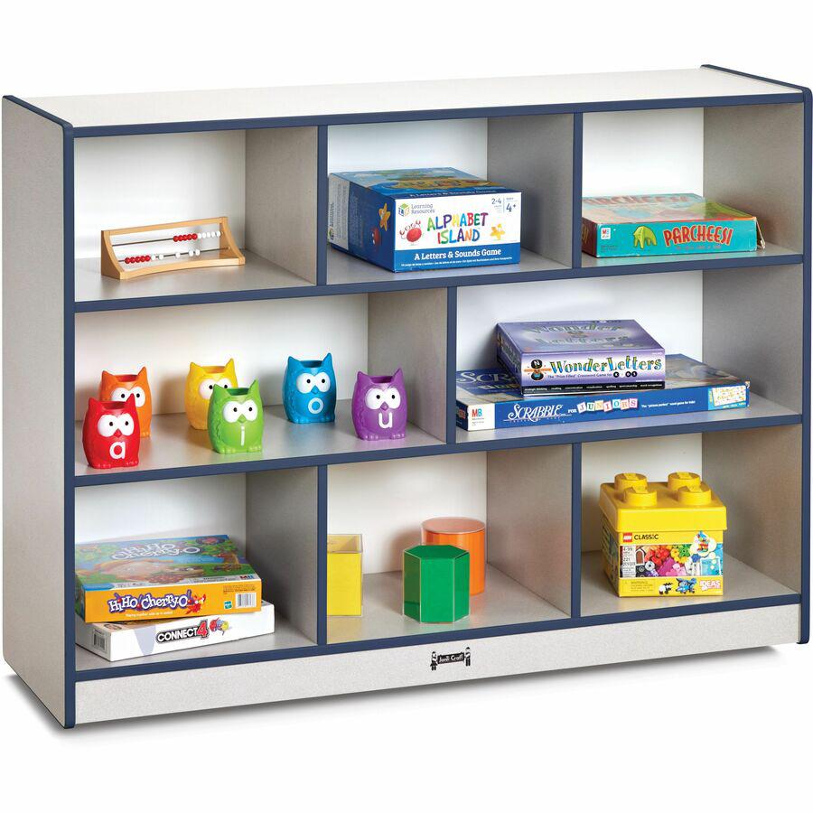 Jonti-Craft Rainbow Accents Super-size Mobile Storage - 35.5" Height x 48" Width x 15" Depth - Durable, Laminated - Navy - Hard Rubber - 1 Each. Picture 10