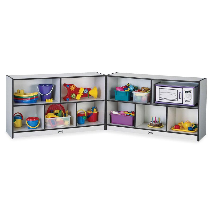 Jonti-Craft Rainbow Accents Fold-n-Lock Storage Shelf - 29.5" Height x 96" Width x 15" Depth - Lockable, Foldable - Black - Hard Rubber - 1 Each. Picture 5