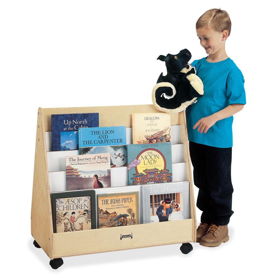 Jonti-Craft Rainbow Accents Double Sided Mobile Pick-a-Book Stand - 8 Compartment(s) - 1" - 30" Height x 30" Width x 16.5" Depth - Rounded Corner, Durable, Yellowing Resistant - UV Acrylic - Baltic - . Picture 5