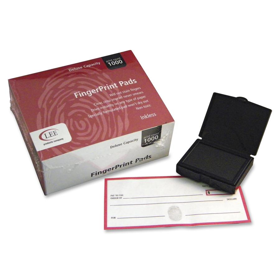 LEE Inkless FingerPrint Pad - 2" Height x 2.3" Width x 1.8" Depth - Black Ink - 1 Dozen. Picture 3
