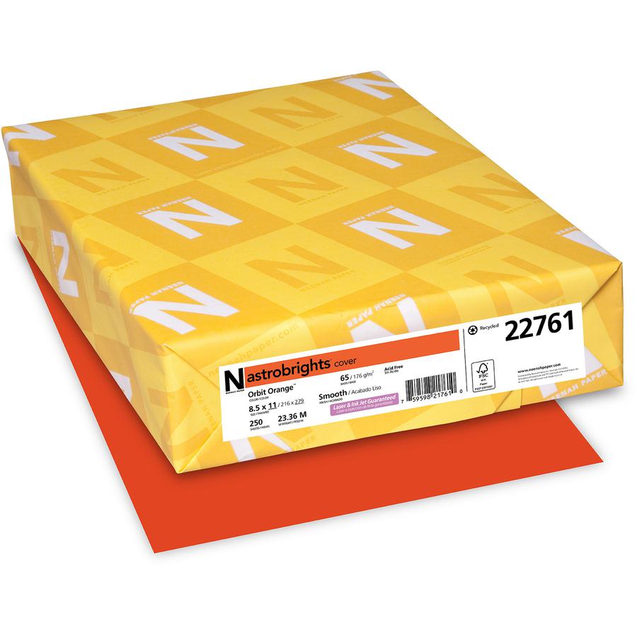 Astrobrights Colored Cardstock - Orange - Letter - 8 1/2" x 11" - 65 lb Basis Weight - 250 / Pack - Green Seal - Durable, Heavyweight, Acid-free, Lignin-free, Chlorine-free - Orbit Orange. Picture 5