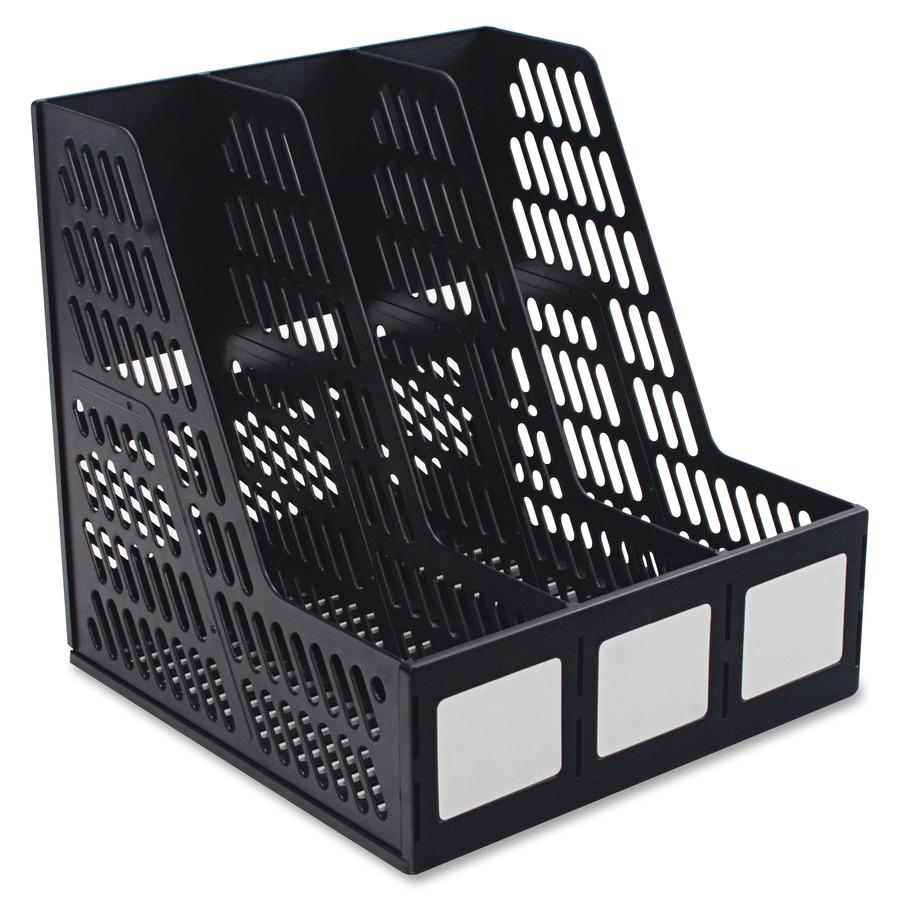 Advantus 3-compartment Magazine/Literature File - 3 Compartment(s)Desktop - Durable, Lightweight, Labeling Area - Black - Plastic - 1 Each. Picture 4