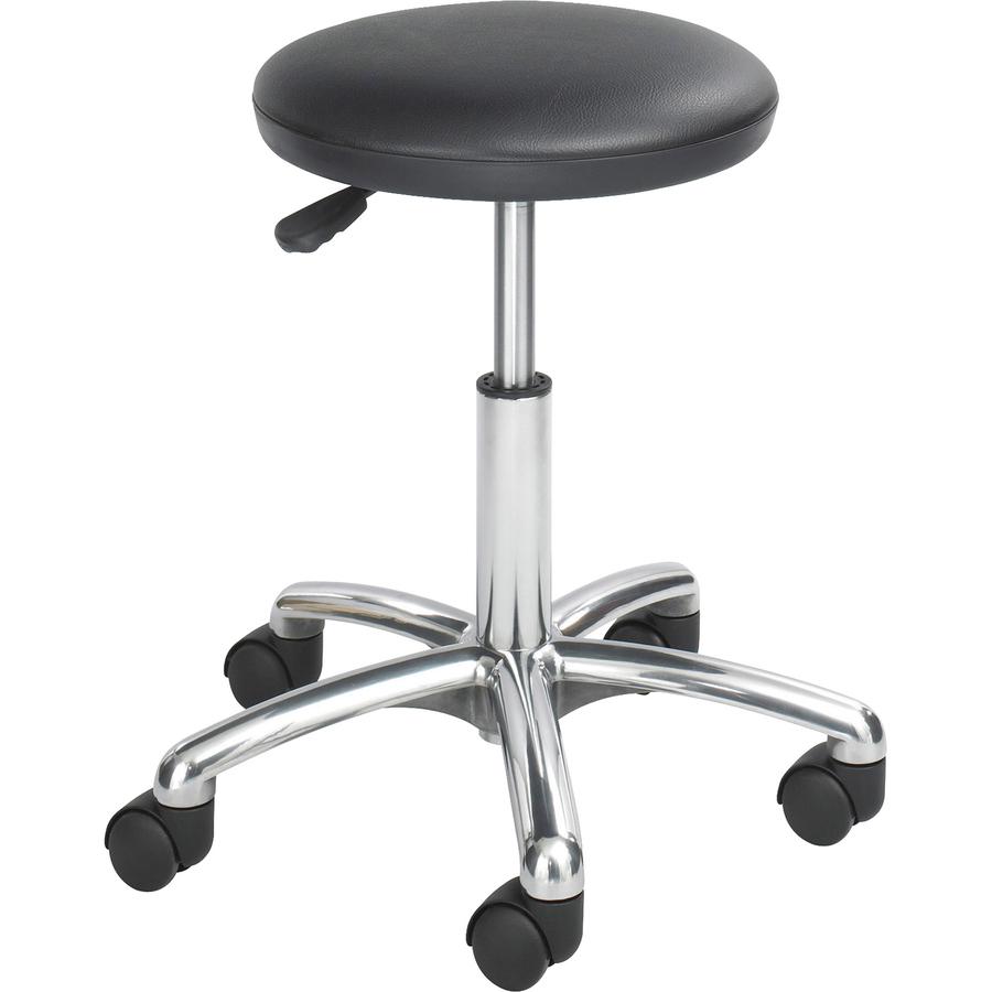 Safco Economy Height Adjustable Lab Stool - Black Vinyl Seat - 5-star Base - Black - 1 Each. Picture 2