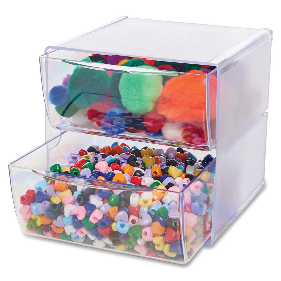Deflecto Stackable Cube Organizer - 2 Drawer(s) - 6" Height x 6" Width x 7.5" DepthDesktop - Stackable - Clear - Plastic - 1 Each. Picture 5