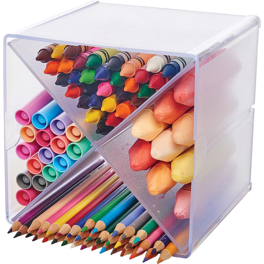 Deflecto Stackable Cube Organizer - 4 Compartment(s) - 6" Height x 6" Width x 7.25" Depth - Desktop - Stackable - Clear - Plastic - 1 Each. Picture 12