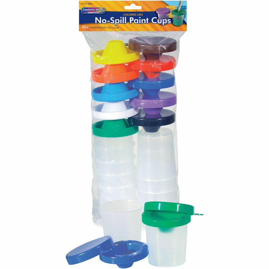 Pacon&reg; Creativity Street No-Spill Round Paint Cups With Colored Lids - 10 / Set - Assorted. Picture 10