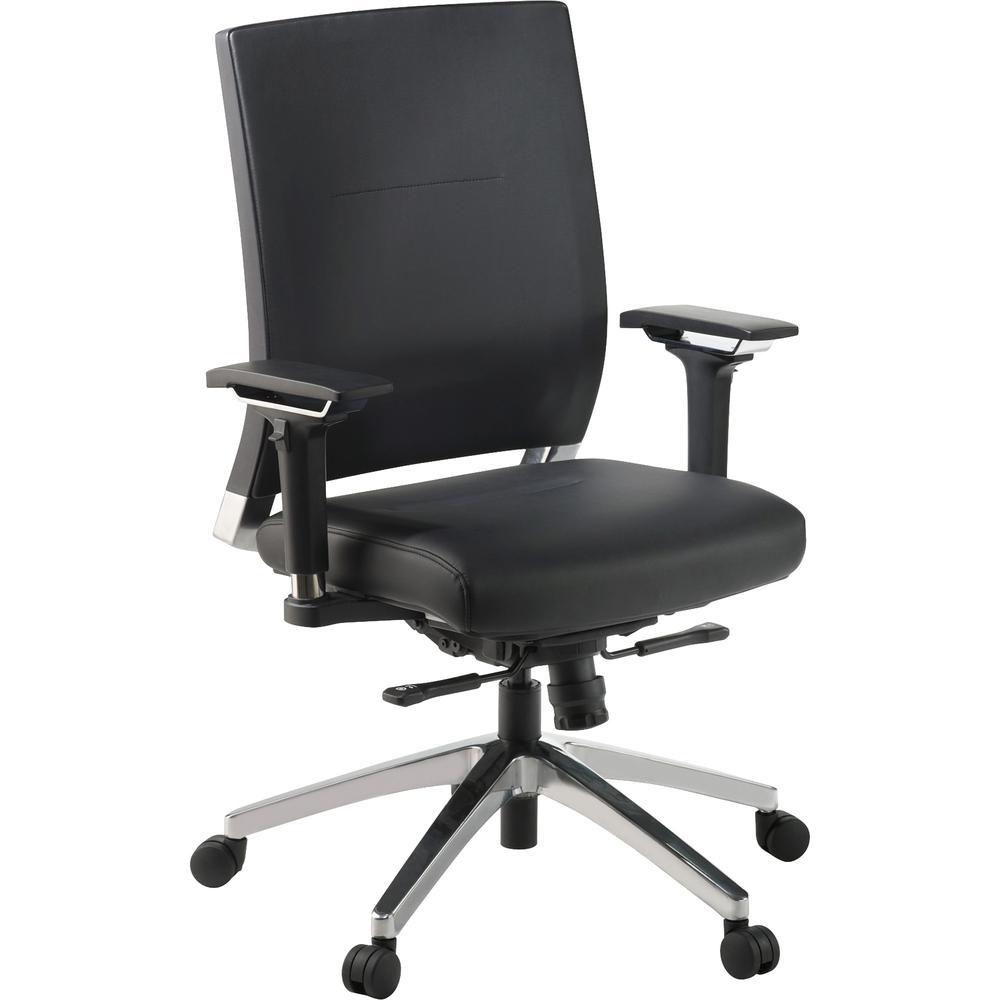 Lorell Heavy-duty Full-Function Executive Office Chair - Black Leather Seat - 5-star Base - Black - 1 Each. Picture 7